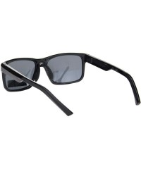 Rectangular Polarized Mens Luxury Designer Rectangular Sport Sunglasses - Shiny Black Black - C718NKSERDL $12.04