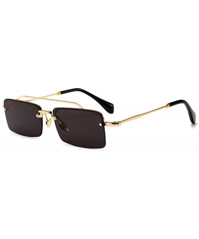 Rectangular Narrow - modern - retro square sunglasses - fashion street shots - model walking Sunglasses - CY18W574DCA $38.00