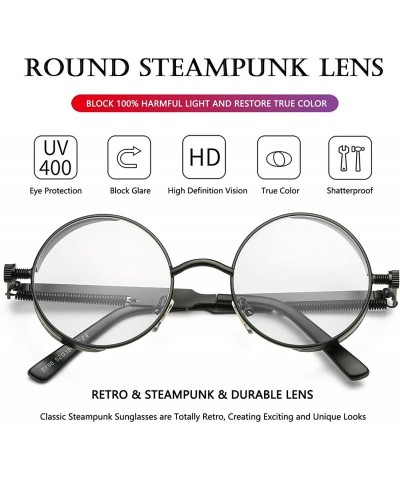 Round Round Steampunk Sunglasses for Men Women Gothic Glasses John Lennon Style Metal Frame 100% UV Blocking Lens - C219DIG9G...