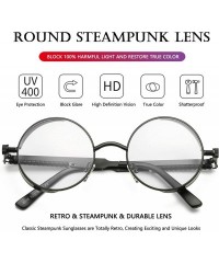 Round Round Steampunk Sunglasses for Men Women Gothic Glasses John Lennon Style Metal Frame 100% UV Blocking Lens - C219DIG9G...