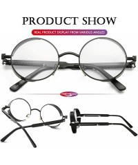 Round Round Steampunk Sunglasses for Men Women Gothic Glasses John Lennon Style Metal Frame 100% UV Blocking Lens - C219DIG9G...