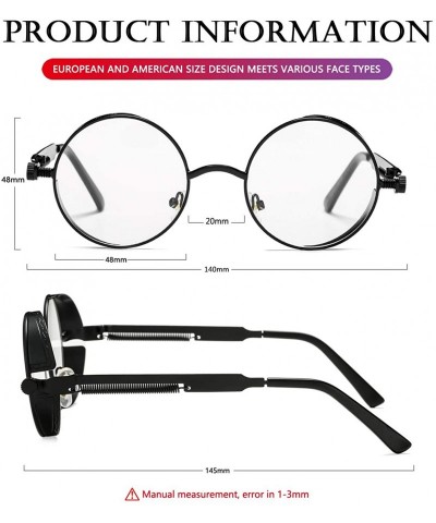 Round Round Steampunk Sunglasses for Men Women Gothic Glasses John Lennon Style Metal Frame 100% UV Blocking Lens - C219DIG9G...