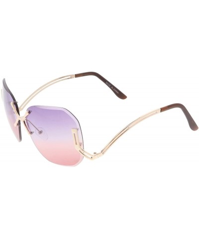 Shield Heritage Modern "Tahiti" Wired Frame Sunglasses - Purple - CH18GYXLA25 $11.83