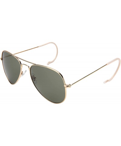 Aviator Flat Top XL Aviator Sunglasses for Men Women Pilot Sunglass Top Gun 5151 - Gold Frame/Green Lens - CX18M62HYY0 $8.86