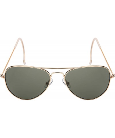 Aviator Flat Top XL Aviator Sunglasses for Men Women Pilot Sunglass Top Gun 5151 - Gold Frame/Green Lens - CX18M62HYY0 $8.86