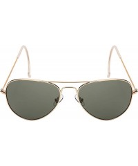 Aviator Flat Top XL Aviator Sunglasses for Men Women Pilot Sunglass Top Gun 5151 - Gold Frame/Green Lens - CX18M62HYY0 $8.86