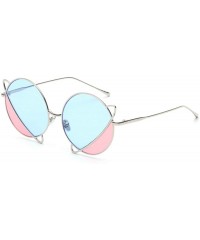 Round 2020 New Vintage Colorful Lens Glasses Fashion Punk Sunglasses Silver Round Eyeglasses with Box UV400 - Blue&pink - CY1...
