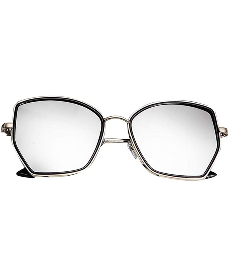 Aviator Women sunglasses polarized uv protection aviator oversized retro vintage - Silver - CN18T45NUDW $19.24