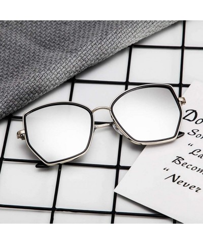 Aviator Women sunglasses polarized uv protection aviator oversized retro vintage - Silver - CN18T45NUDW $9.12