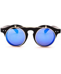 Oversized Classic Small Retro Steampunk Circle Flip Up Glasses/Sunglasses Cool Retro New Model - V2 Black/Blue - CE17AA7E880 ...