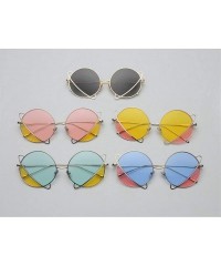 Round 2020 New Vintage Colorful Lens Glasses Fashion Punk Sunglasses Silver Round Eyeglasses with Box UV400 - Blue&pink - CY1...