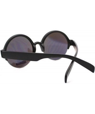 Rimless Top Half Rim Round Circle Frame Trendy Women's Sunglasses - Black - CK11PWB4LVX $11.19