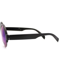 Rimless Top Half Rim Round Circle Frame Trendy Women's Sunglasses - Black - CK11PWB4LVX $11.19