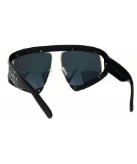 Oversized Super Oversized Rhinestones Sunglasses Womens Diva Fashion Shades - Black (Peach Mirror) - CV18SQAYX97 $14.78