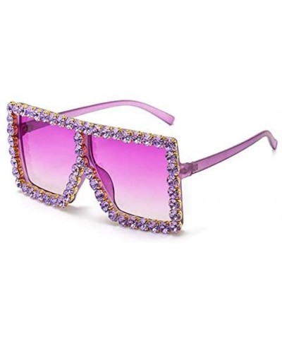 Square Vintage Sunglasses Oversize PinkDiamond - C18 Blue - CU19922HQLG $37.91