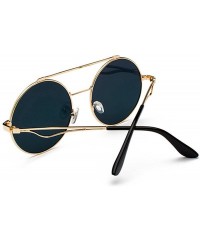 Oval Men women Metal Round Sunglasses Slim frame Colored Flat Lens 60mm - Pink - CS18EOUM475 $11.64