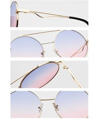 Oval Men women Metal Round Sunglasses Slim frame Colored Flat Lens 60mm - Pink - CS18EOUM475 $11.64