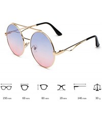 Oval Men women Metal Round Sunglasses Slim frame Colored Flat Lens 60mm - Pink - CS18EOUM475 $11.64