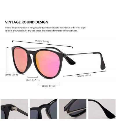 Round Vintage Round polarized Sunglasses Classic Retro design Styles Shades - Pink Lens/Black Frame - CM18IGAXRM8 $16.24