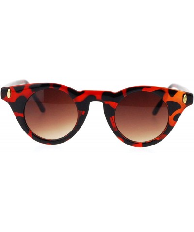 Round Womens Small Snug Fit Horn Rim Cat Eye Retro Vintage Style Sunglasses - Tortoise - CH11TX35L6F $17.79