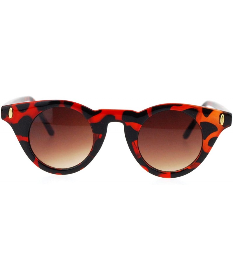 Round Womens Small Snug Fit Horn Rim Cat Eye Retro Vintage Style Sunglasses - Tortoise - CH11TX35L6F $10.72