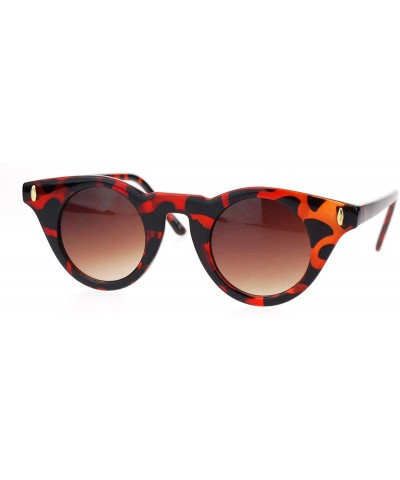 Round Womens Small Snug Fit Horn Rim Cat Eye Retro Vintage Style Sunglasses - Tortoise - CH11TX35L6F $10.72