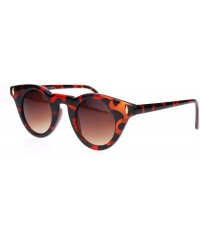 Round Womens Small Snug Fit Horn Rim Cat Eye Retro Vintage Style Sunglasses - Tortoise - CH11TX35L6F $10.72