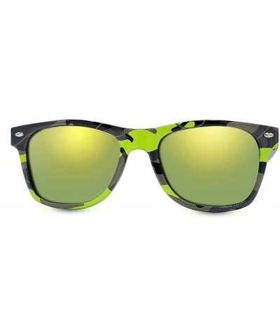 Square Designer Fashion Sunglasses For Men Women - UV400 Retro Sun Glasses - Camouflage Lime-green - CW18Q6WZ76M $18.83