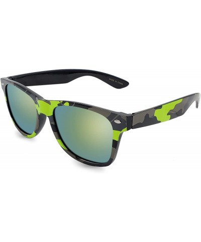 Square Designer Fashion Sunglasses For Men Women - UV400 Retro Sun Glasses - Camouflage Lime-green - CW18Q6WZ76M $8.65