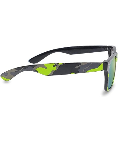 Square Designer Fashion Sunglasses For Men Women - UV400 Retro Sun Glasses - Camouflage Lime-green - CW18Q6WZ76M $8.65