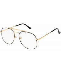 Oval Unisex Eyewear Metal Frame with Case UV400 Protection Couple Sunglasses - Gold Black Frame/White Lens - C318WQEASA2 $21.54