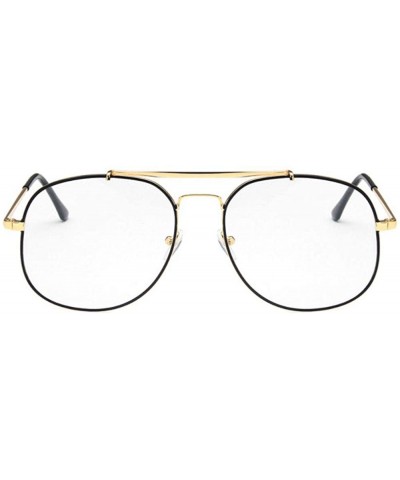 Oval Unisex Eyewear Metal Frame with Case UV400 Protection Couple Sunglasses - Gold Black Frame/White Lens - C318WQEASA2 $21.54
