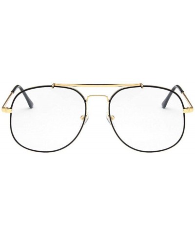 Oval Unisex Eyewear Metal Frame with Case UV400 Protection Couple Sunglasses - Gold Black Frame/White Lens - C318WQEASA2 $21.54