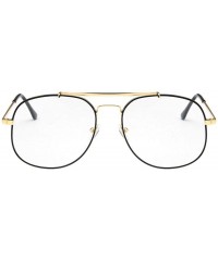 Oval Unisex Eyewear Metal Frame with Case UV400 Protection Couple Sunglasses - Gold Black Frame/White Lens - C318WQEASA2 $21.54