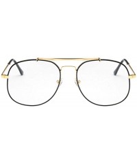 Oval Unisex Eyewear Metal Frame with Case UV400 Protection Couple Sunglasses - Gold Black Frame/White Lens - C318WQEASA2 $21.54