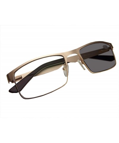 Rectangular Men Photochromic Light-sensible Reading glasses Sun readers spring hinges 55-17 UV protection - Gold - CP1986OUG7...