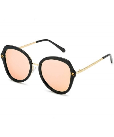Oversized Retro Polarized Sunglasses for Women Round Frame with 100% UVA/UVB Protection - CP18NU54I4E $30.62