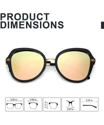 Oversized Retro Polarized Sunglasses for Women Round Frame with 100% UVA/UVB Protection - CP18NU54I4E $18.87