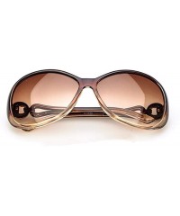 Oval Women Fashion Oval Shape UV400 Framed Sunglasses Sunglasses - Coffee - C1199HX82IS $12.24