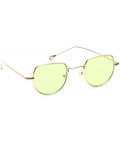 Oval Small Half Circle Sunglasses Cut Out Gold Metal Round Candy Color Tint Oval Boho Style - Green - CC18EXKUUE6 $19.11