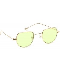Oval Small Half Circle Sunglasses Cut Out Gold Metal Round Candy Color Tint Oval Boho Style - Green - CC18EXKUUE6 $9.30