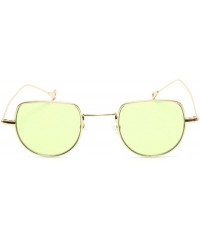 Oval Small Half Circle Sunglasses Cut Out Gold Metal Round Candy Color Tint Oval Boho Style - Green - CC18EXKUUE6 $9.30
