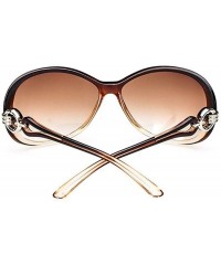 Oval Women Fashion Oval Shape UV400 Framed Sunglasses Sunglasses - Coffee - C1199HX82IS $28.82