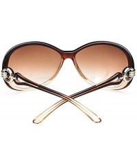 Oval Women Fashion Oval Shape UV400 Framed Sunglasses Sunglasses - Coffee - C1199HX82IS $12.24