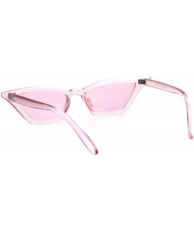 Cat Eye Womens Pop Candy Color Narrow Cat Eye Plastic Sunglasses - Pink - C118GQXR49W $12.09