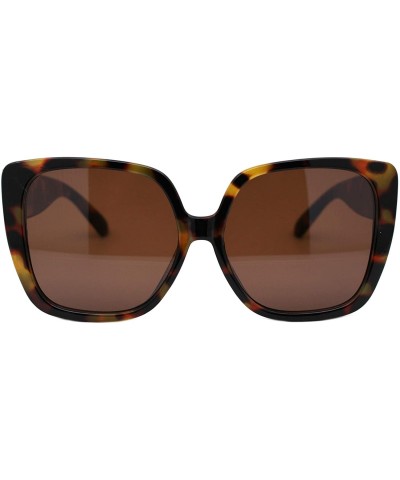 Oversized Womens Oversized Sunglasses Chic Square Trendy Fashion Shades UV 400 - Brown Tortoise (Brown) - CU197665M0Y $24.49