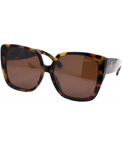 Oversized Womens Oversized Sunglasses Chic Square Trendy Fashion Shades UV 400 - Brown Tortoise (Brown) - CU197665M0Y $24.17
