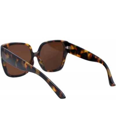 Oversized Womens Oversized Sunglasses Chic Square Trendy Fashion Shades UV 400 - Brown Tortoise (Brown) - CU197665M0Y $13.99