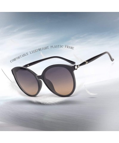 Oversized Womens Round Polarized Ladies Sunglasses with Diamond for Women Stylish Plastic Frame 0238 - Brown - C41986WWL6X $1...