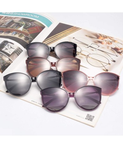 Oversized Womens Round Polarized Ladies Sunglasses with Diamond for Women Stylish Plastic Frame 0238 - Brown - C41986WWL6X $1...